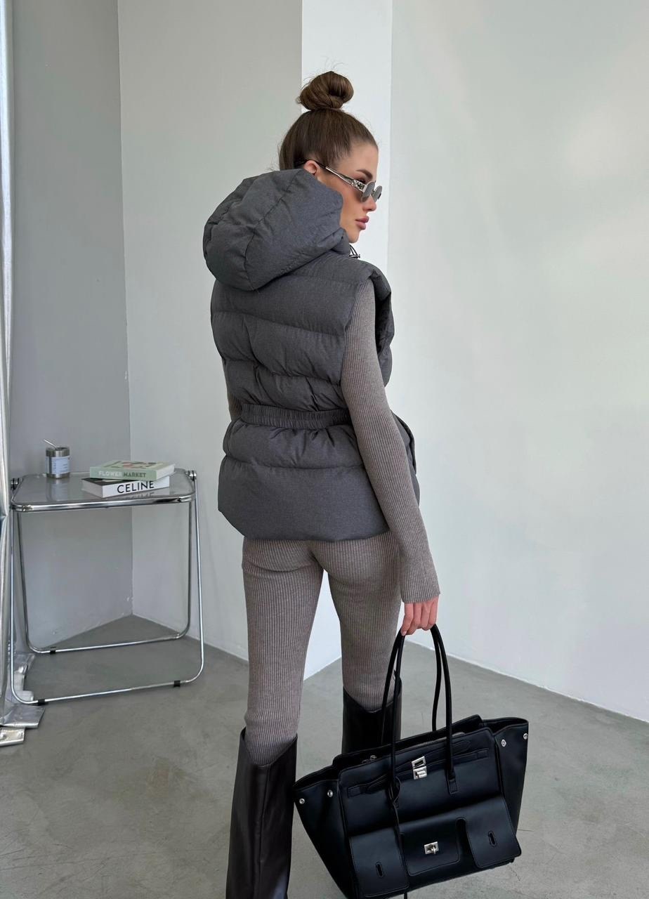 жилетка женская,жилет,жилет теплый,серая жилетка,демисезонная жилетка