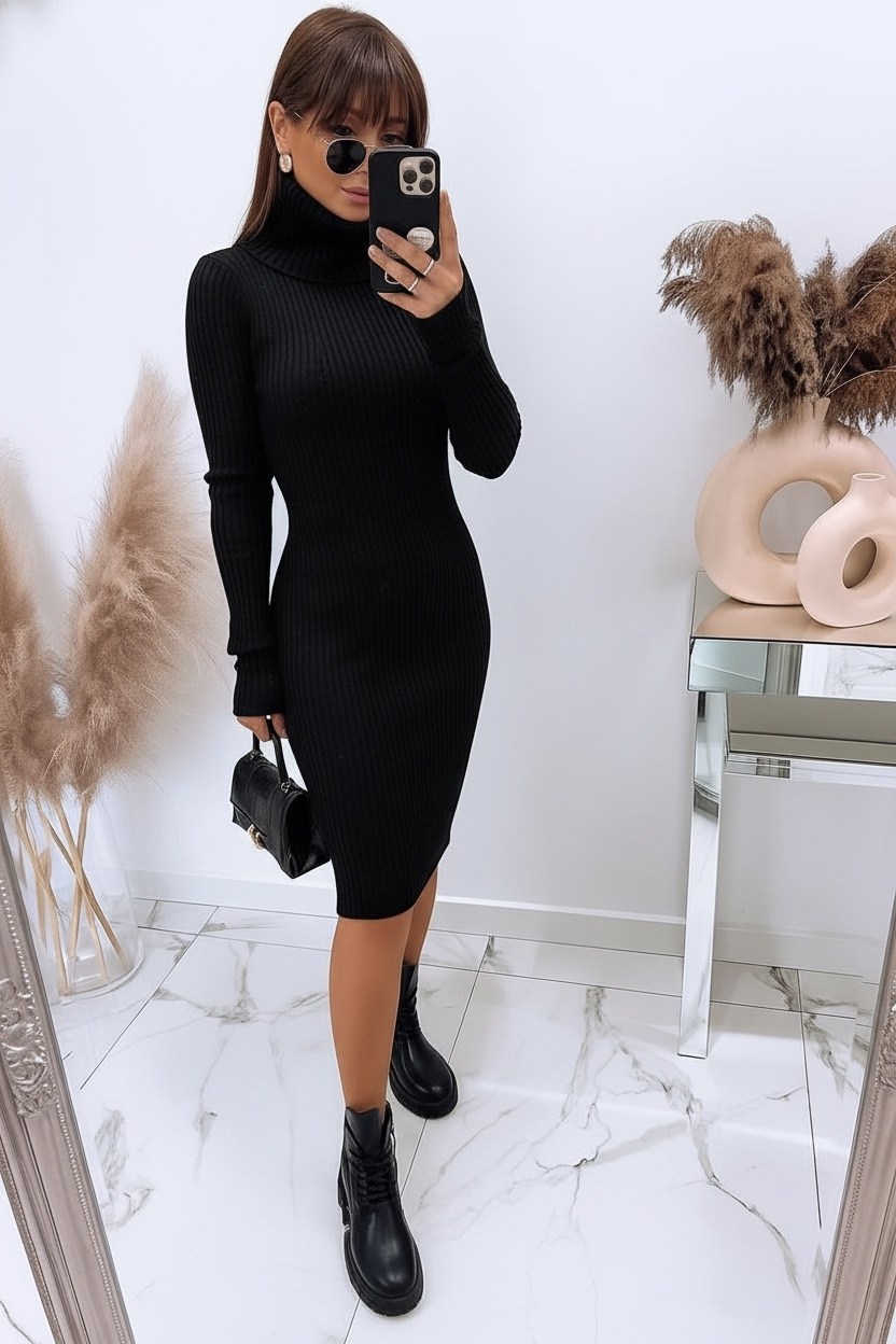 платье вязаное миди,длинное вязаное платье,теплое платье,темно серое вязаное платье,трикотажное платье лапша