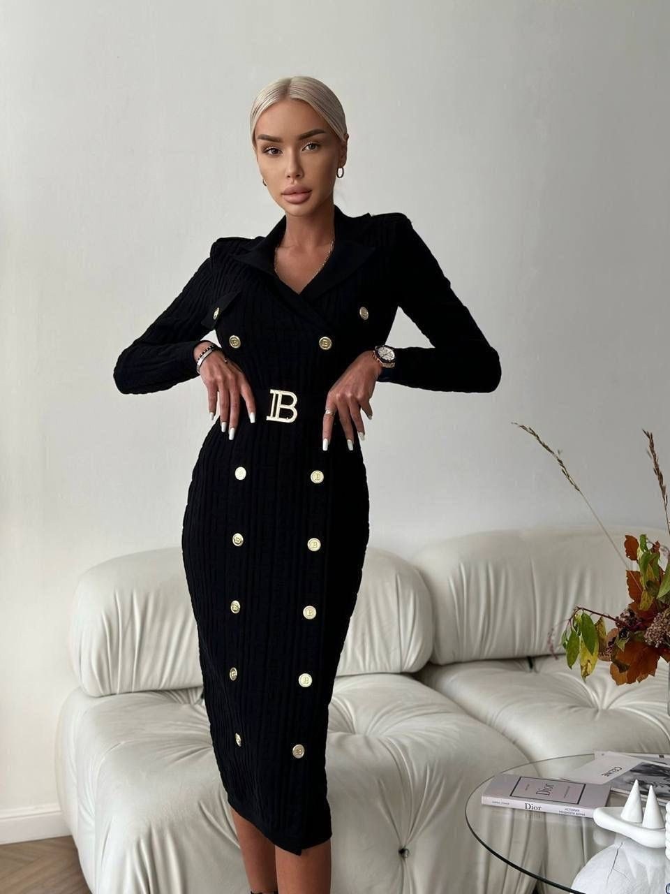 платье balmain бандажное,платье balmain,платье balmain черный,платье с пуговицами,платье в стиле