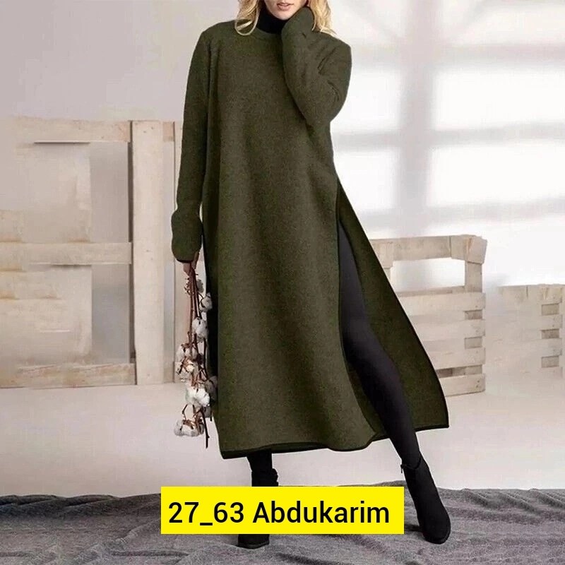 платье больших размеров с длинными рукавами,платье макси с длинными рукавами,платье с длинными рукавами,трикотажное теплое платье,платье туника макси