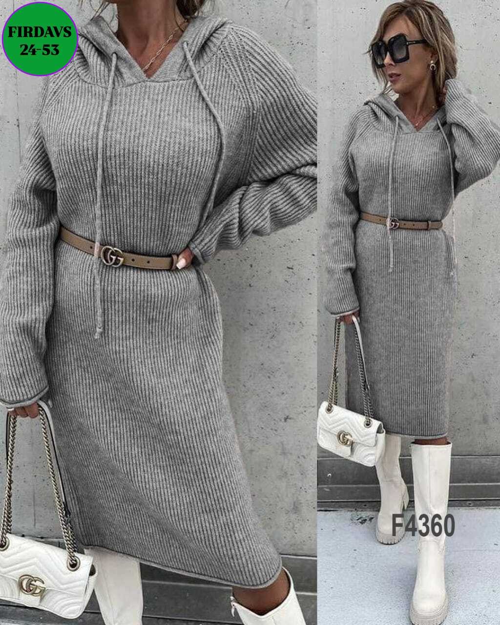 платье вязаное,платья с капюшоном,платье женская,платье теплое,трикотажное платье