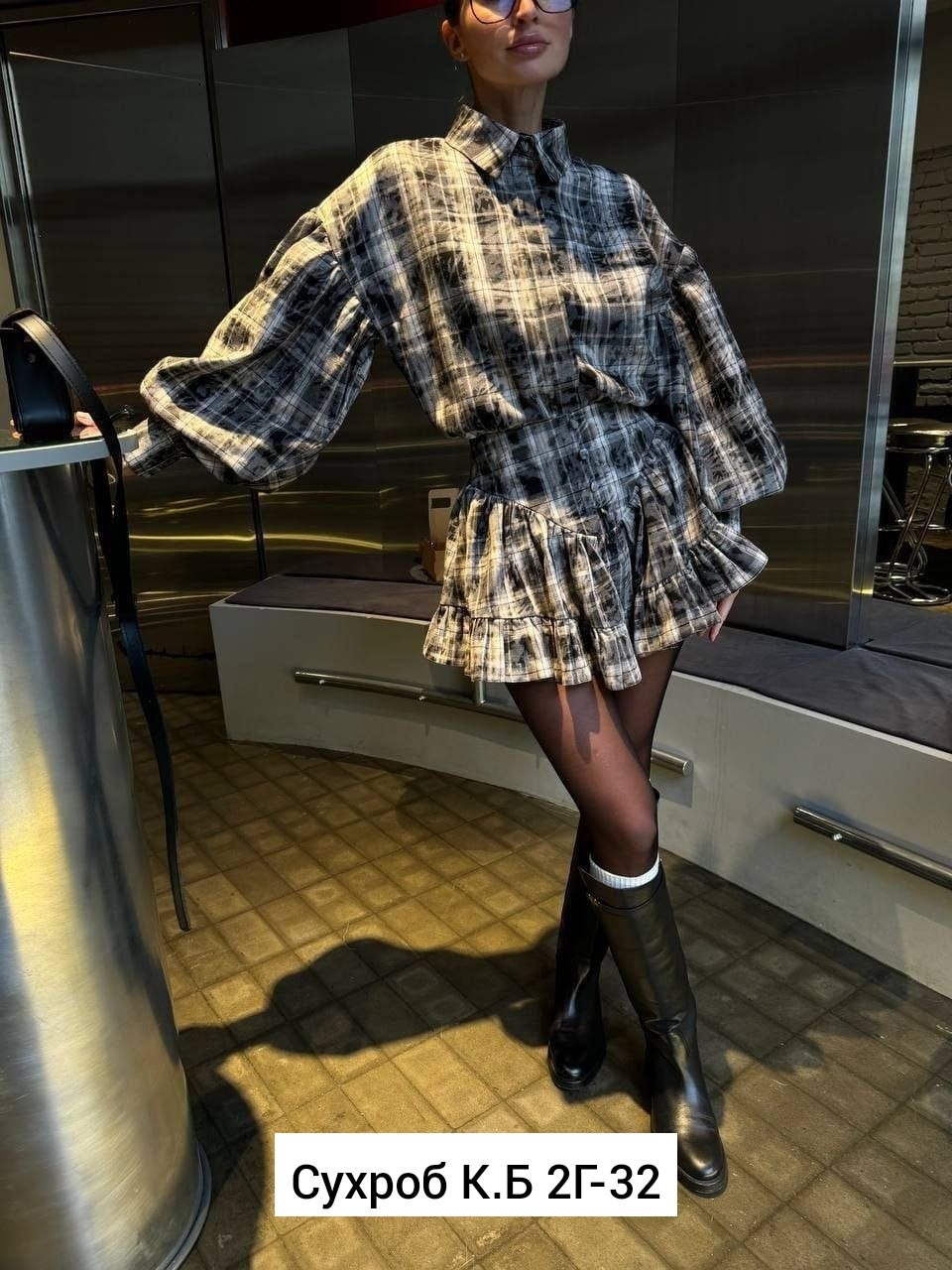 рубашка женская в клетку модная,женское платье в клетку,костюм с юбкой и рубашкой,костюм в клетку