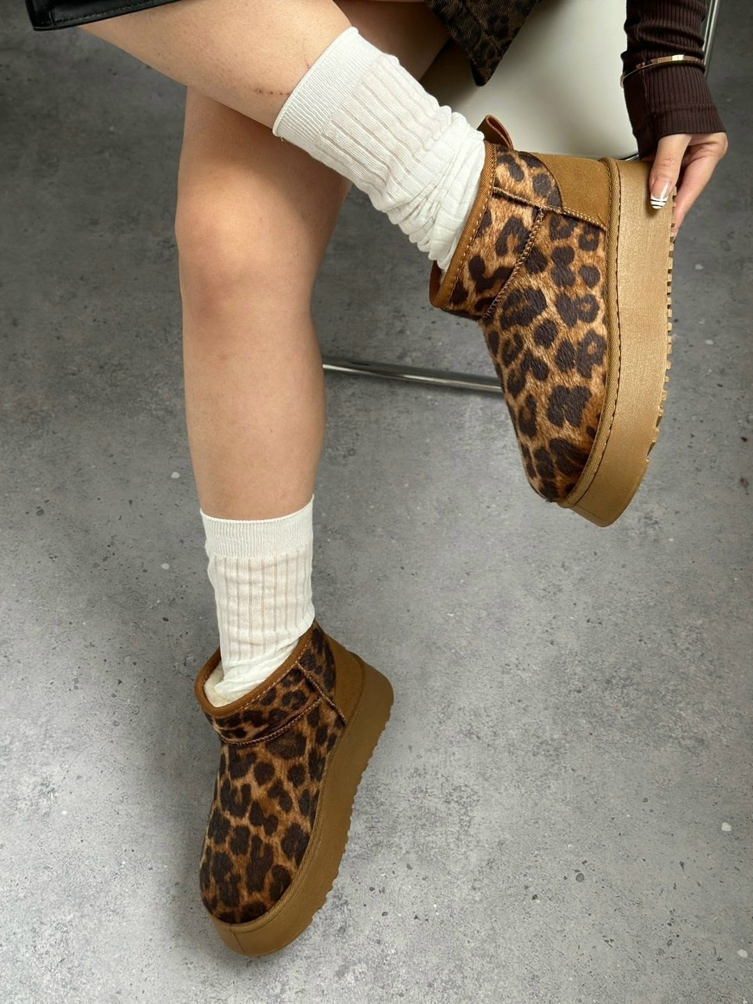 угги женские,,леопардовые угги, женская,зимние угги