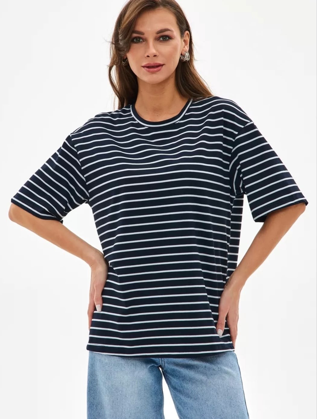 базовая женская футболка оверсайз,футболка оверсайз с принтом в полоску,футболка в полоску,футболка тельняшка, женская,футболка в полоску оверсайз