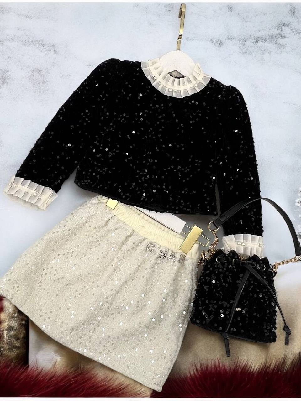 одежда для девочек,комплект одежды для девочки,юбка с пайетками,костюмы для девочки,модная