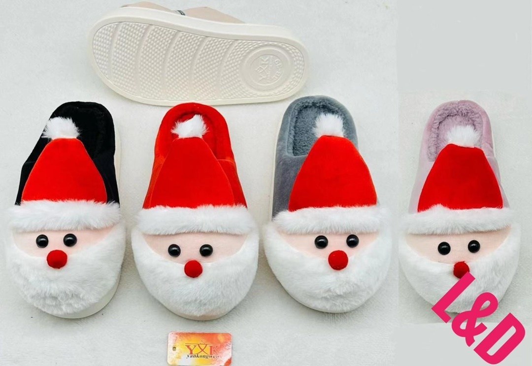 новогодние тапочки,тапочки зимние,,тапочки санта клауса,плюшевые домашние тапочки