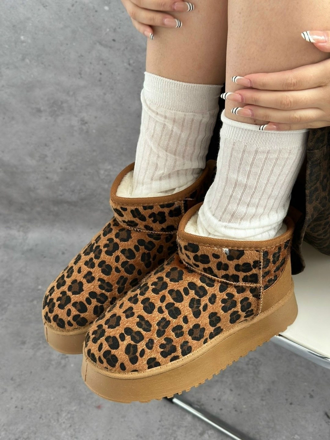 угги женские,,леопардовые угги, женская,зимние угги