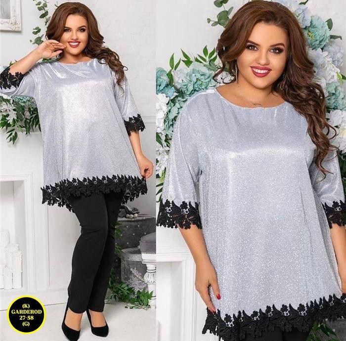 нарядная туника,стильная блуза,стильная кофта,туника с люрексом,туника большие размеров
