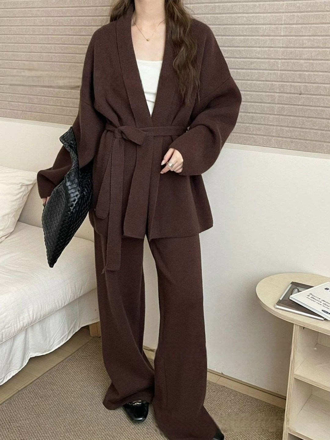 комплект кардиган,костюм повседневный,вязаные костюмы,женские костюмы,кардиган с поясом