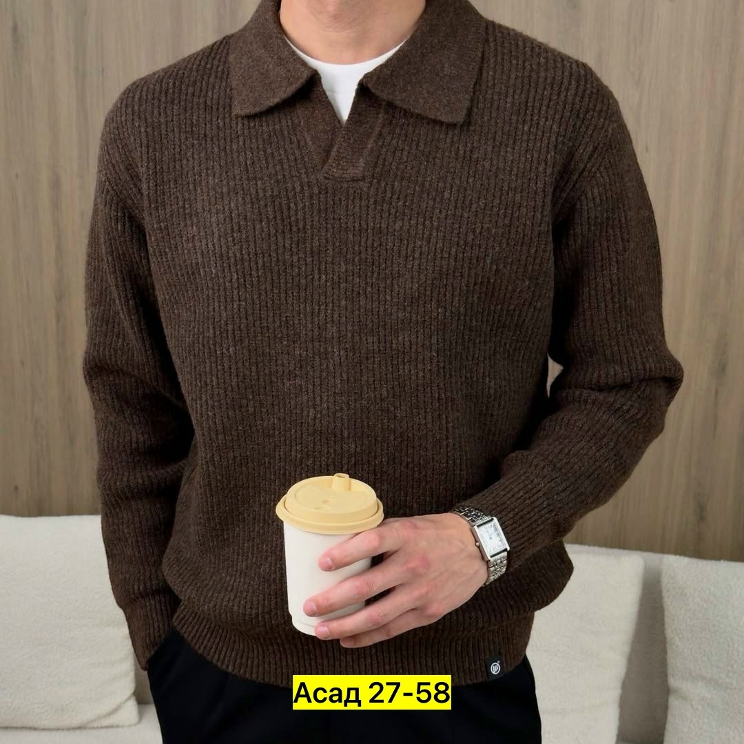 свитер поло,повседневный джемпер,свитер,свитера мужская,свитер с воротником поло