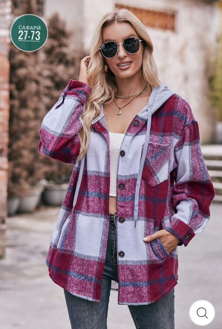 рубашка в клетку с капюшоном,рубашка с капюшоном,рубашка в клетку женская,клетчатая кофта,рубашка женская теплая в клетку