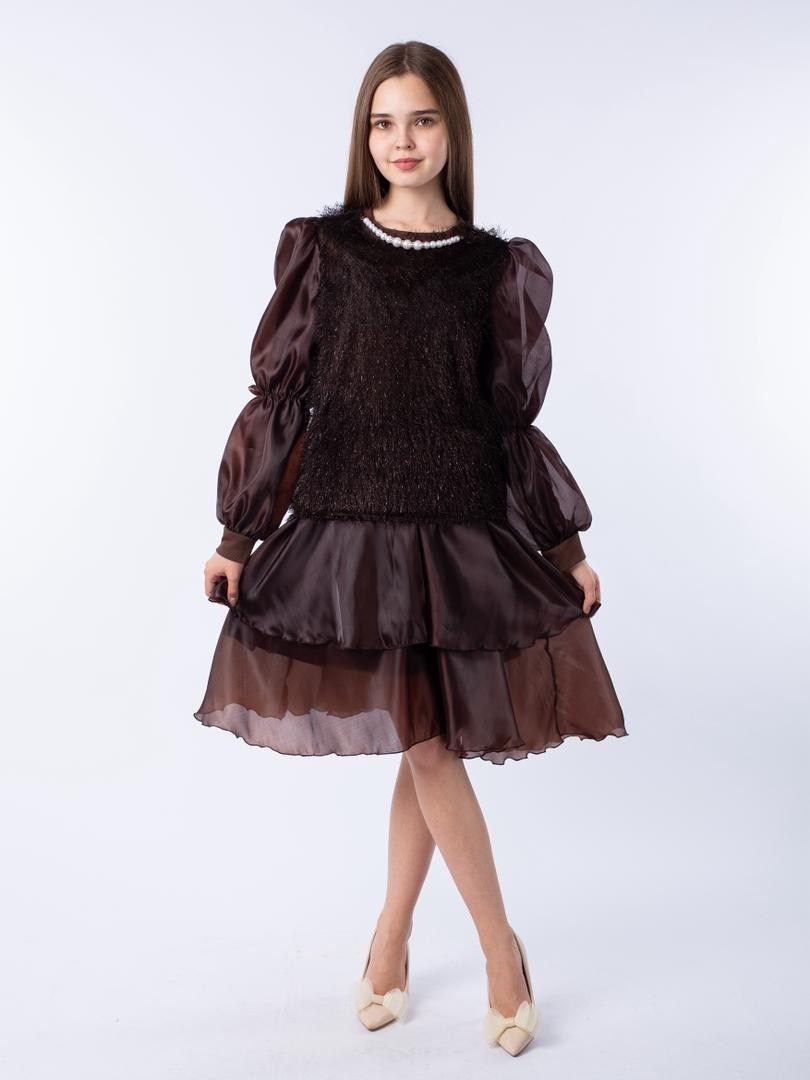 нарядное платье,платье,платье со свитером,шерстяное платье,коричневое платье