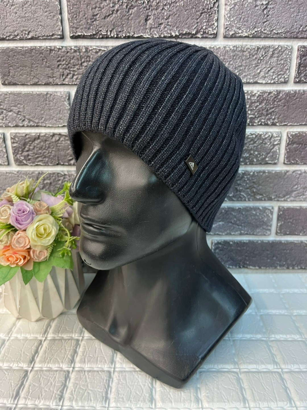 шапка мужская,шапка мужская на флисе,вязаная мужская шапка,шапка мужская с отворотом,мужская шапка бини