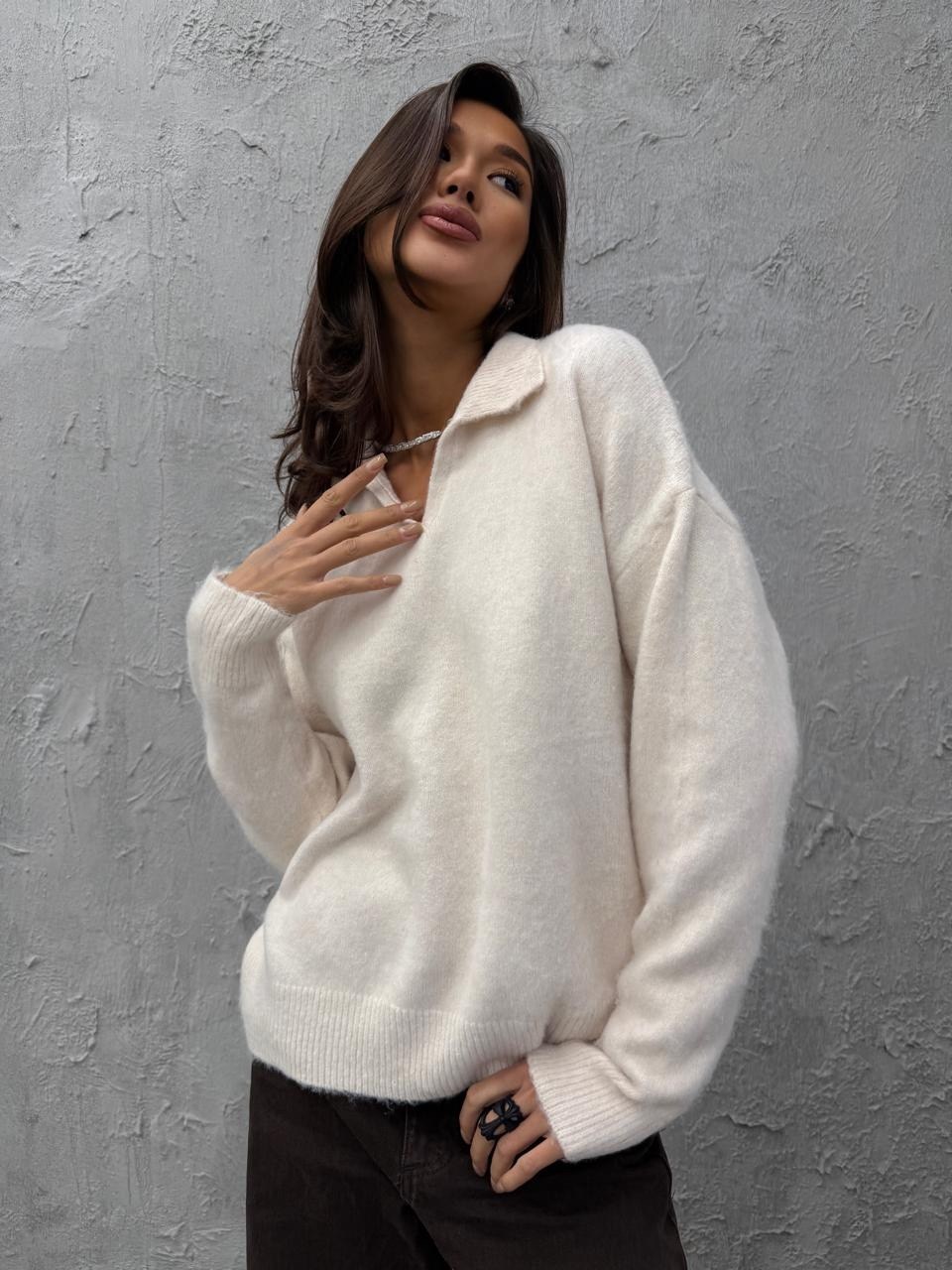джемпер молочный,свитер кофта,свитер джемпер,женская кофта,свитер повседневный