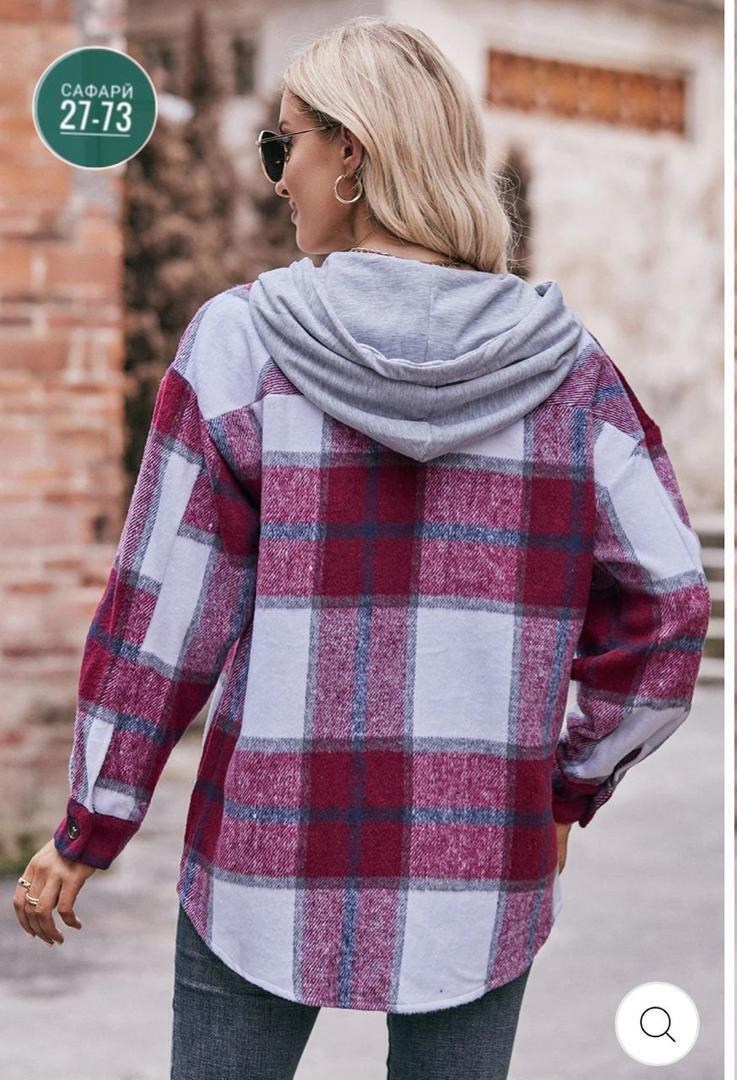 рубашка в клетку с капюшоном,рубашка с капюшоном,рубашка в клетку женская,клетчатая кофта,рубашка женская теплая в клетку