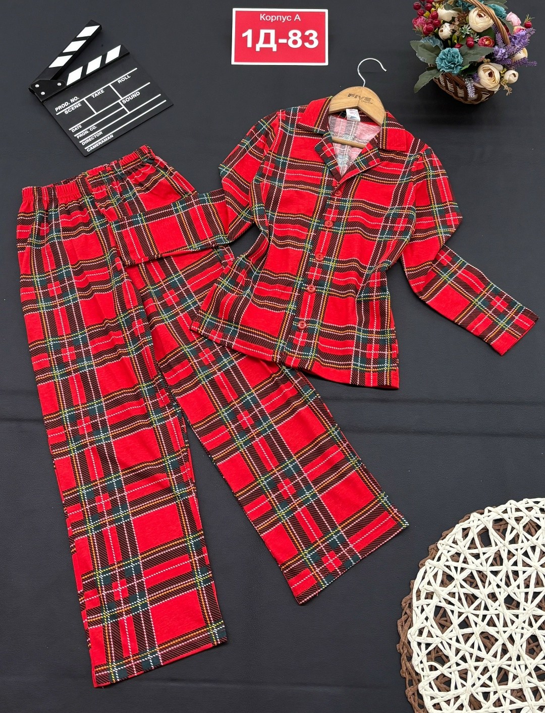 пижама в клетку,пижама в клеточку,пижама для девочек,детская пижама в клетку красная,клетчатая пижама