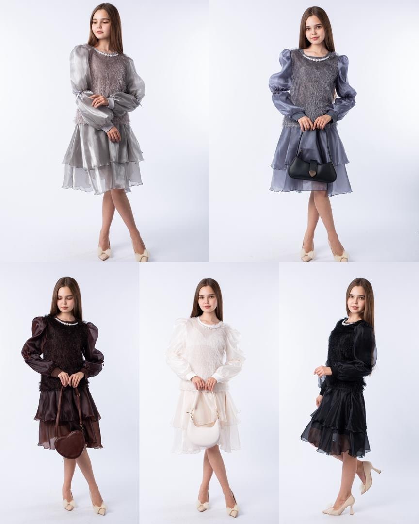 нарядное платье,платье,платье со свитером,шерстяное платье,коричневое платье