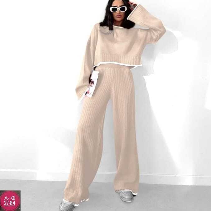 женский трикотажный костюм из двух предметов,модные костюмы,трикотажные костюмы,костюм с брюками,костюмы женские