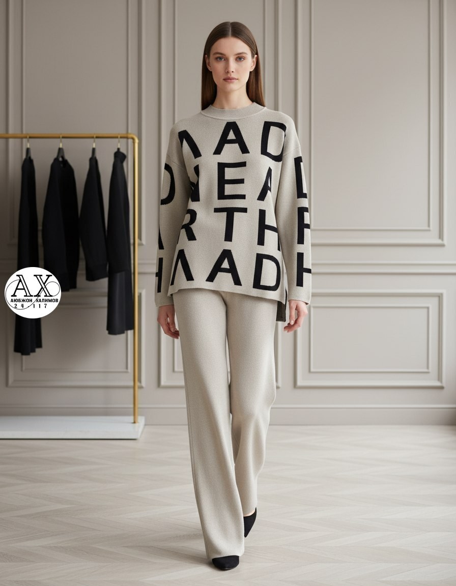 трикотажные костюмы,джемпер бежевый,женский трикотажный костюм,джемпер и брюки,кофта женская