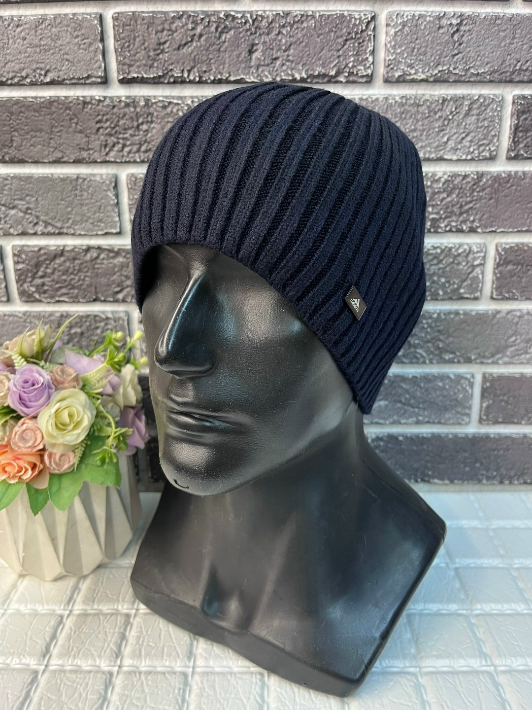 шапка мужская,шапка мужская на флисе,вязаная мужская шапка,шапка мужская с отворотом,мужская шапка бини