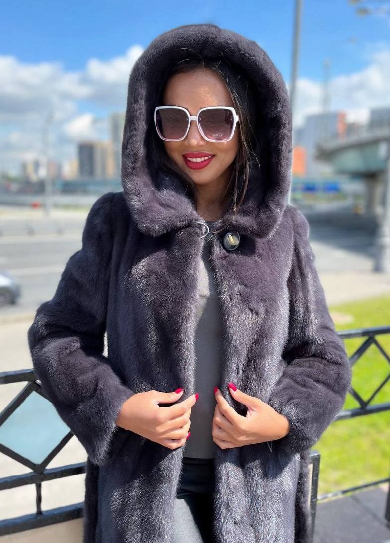 шуба норковая с капюшоном,шубы норковые,шуба норка,норковая шуба графит,шуба норковая женская
