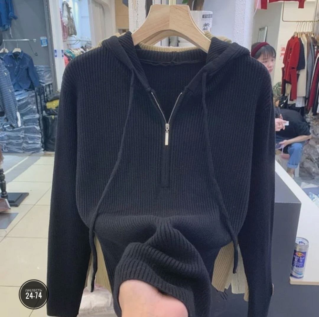 женский свитер с капюшоном,трикотажный свитер с капюшоном,женские однотонные толстовки,модные свитера,свитера с капюшоном
