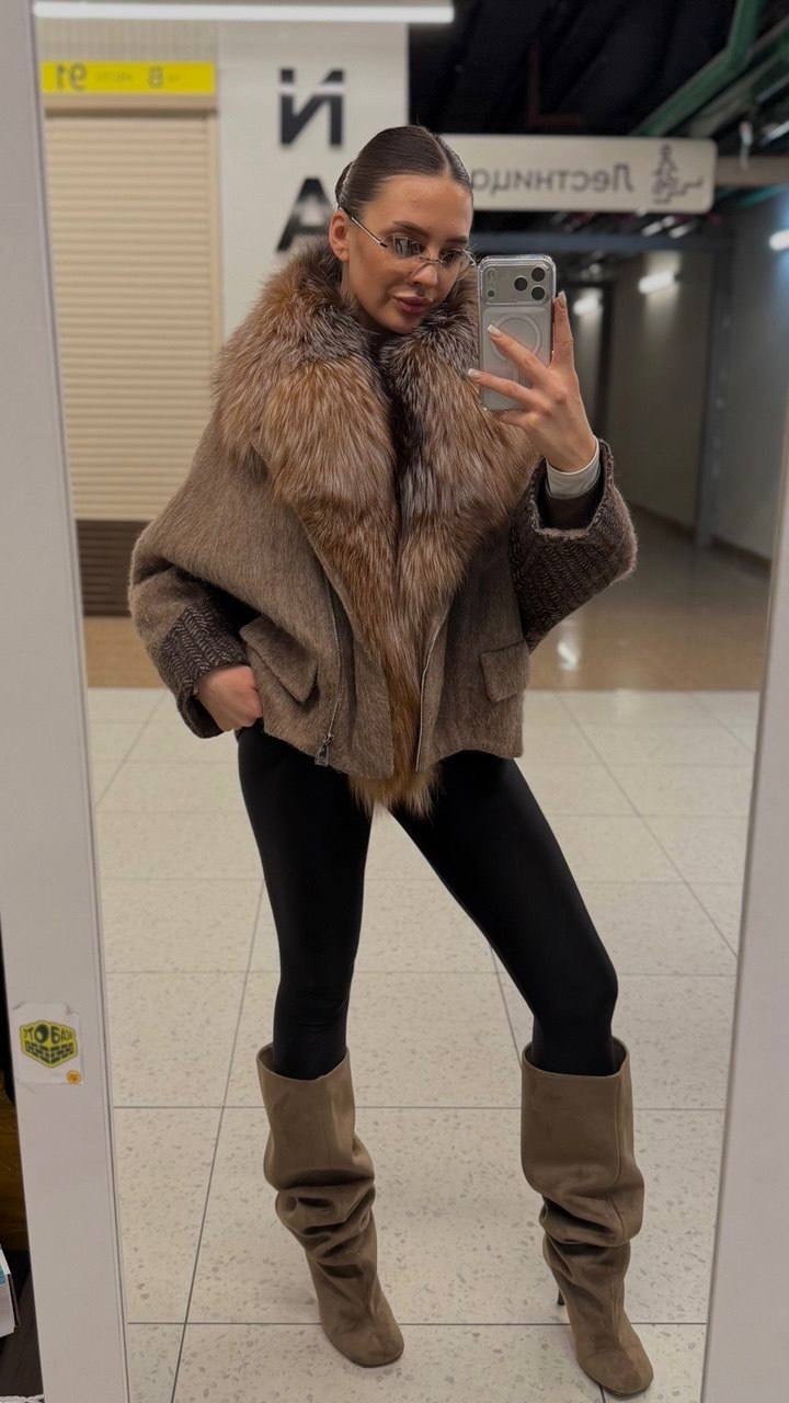 полупальто с мехом,пончо с мехом,пальто с мехом,пальто пончо,меховое пальто