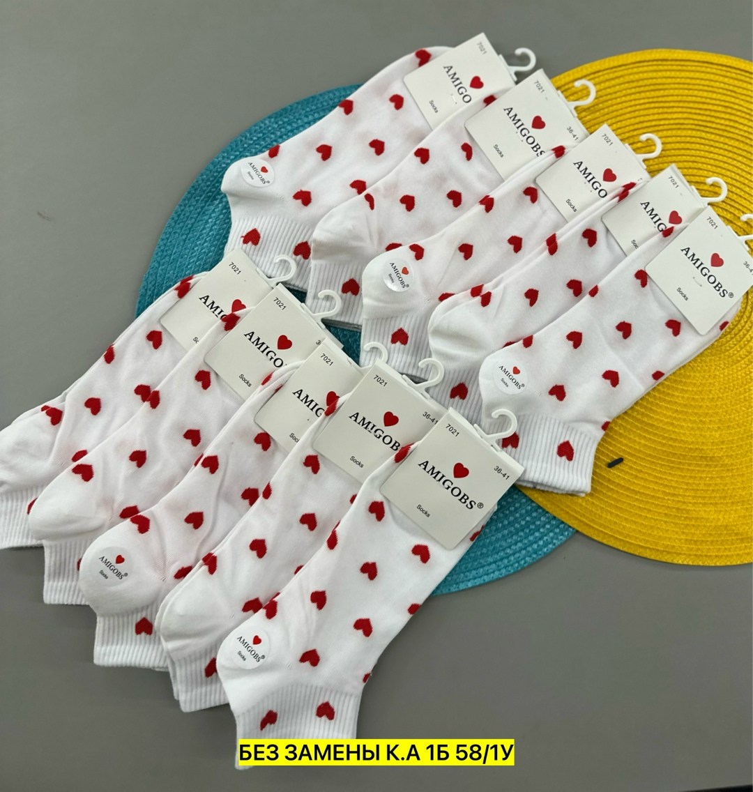 женские носки,носки хлопковые женские,носки короткие с сердечками,носки с сердечками,женские носки набор