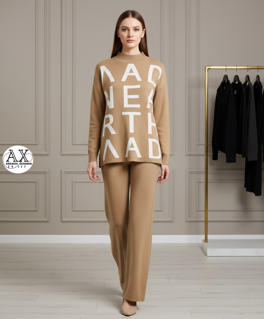 трикотажные костюмы,джемпер бежевый,женский трикотажный костюм,джемпер и брюки,кофта женская