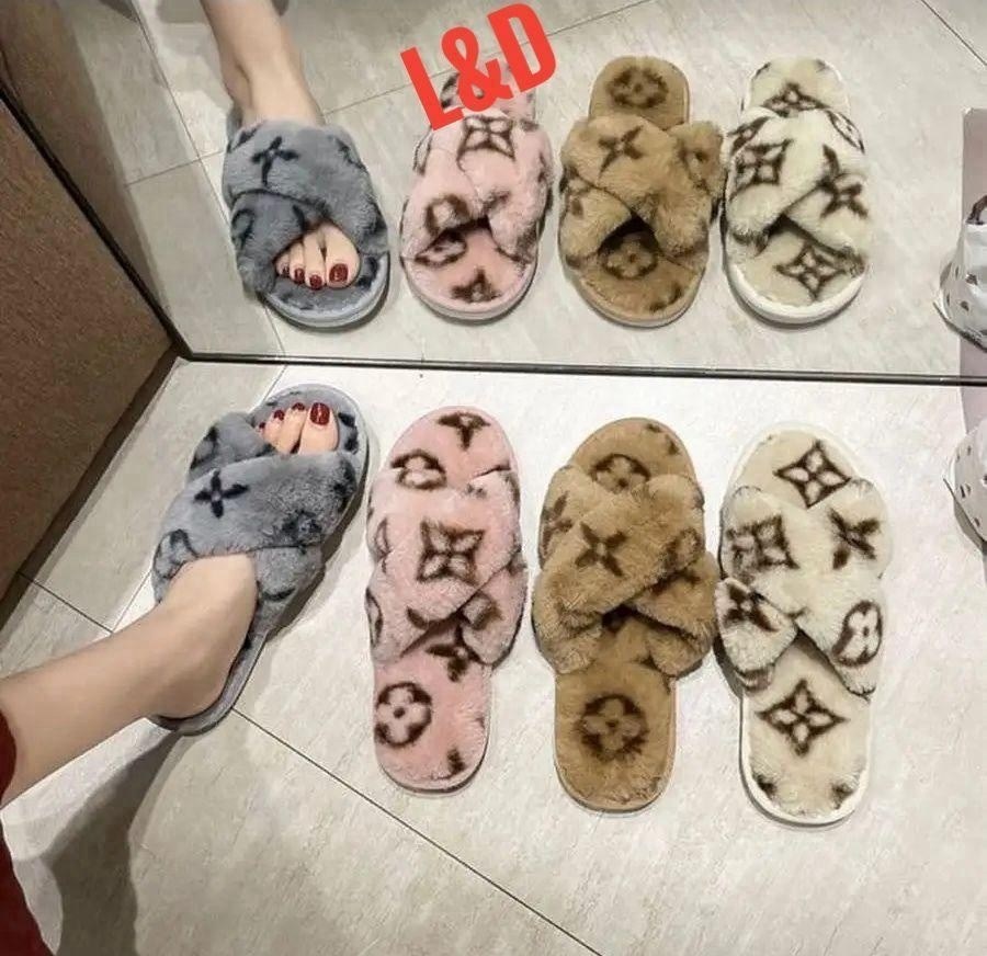домашние тапочки луи витон,луи виттон тапки коричневые,женские тапочки,меховые тапки луи виттон,домашние тапочки