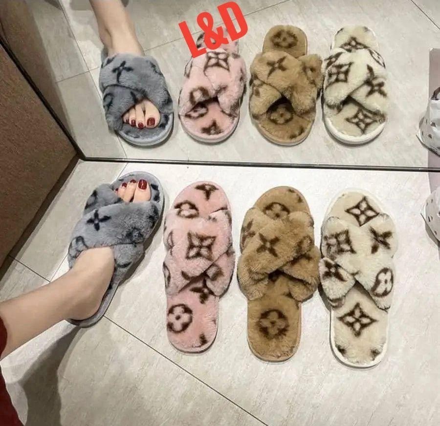 домашние тапочки луи витон,луи виттон тапки коричневые,меховые тапки луи виттон,женские тапочки,домашние тапочки