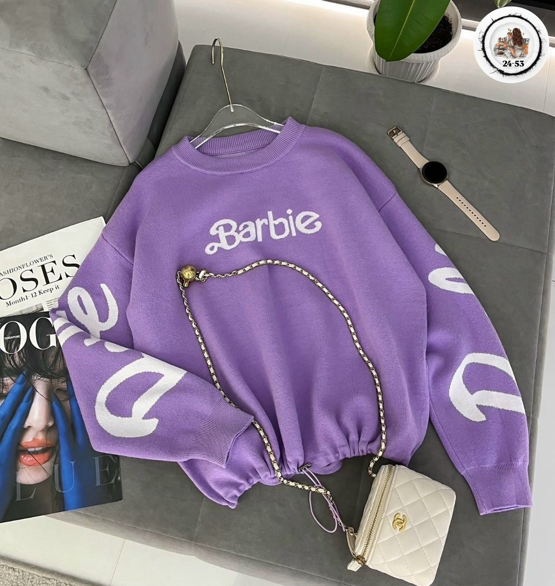 кофта модная,свитшот женская,кофта barbie,кофта женская,свитер с надписью barbie