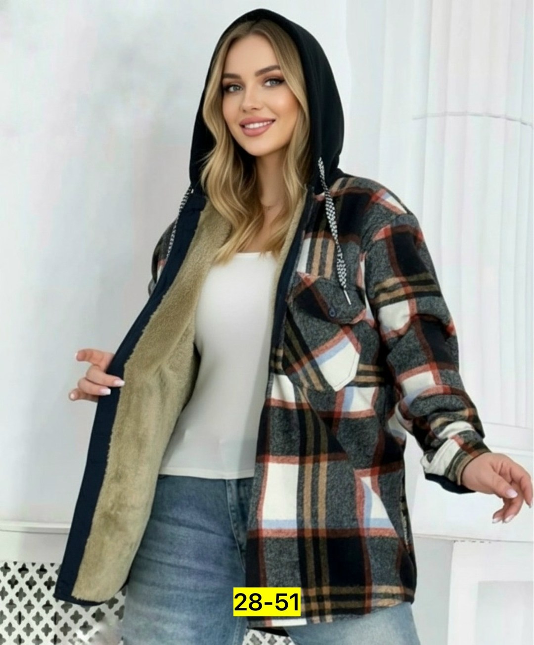 теплая рубашка,рубашка с капюшоном,рубашки на меху,рубашка оверсайз теплая в клетку,