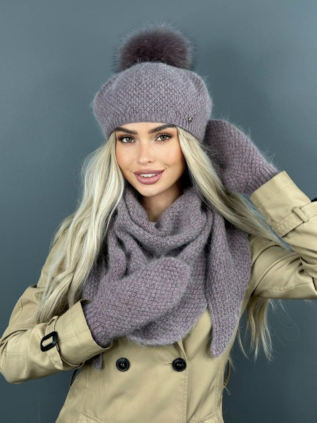 комплект шапки,шапка тыковка из пуха норки,шапка ангора мондиаль,шапка пушистая,варежки ангора