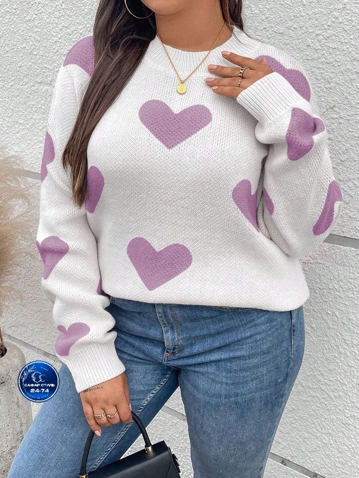 модные свитера,свитера женские,свитера вязаные,свитер оверсайз с сердечками,свитер джемпер