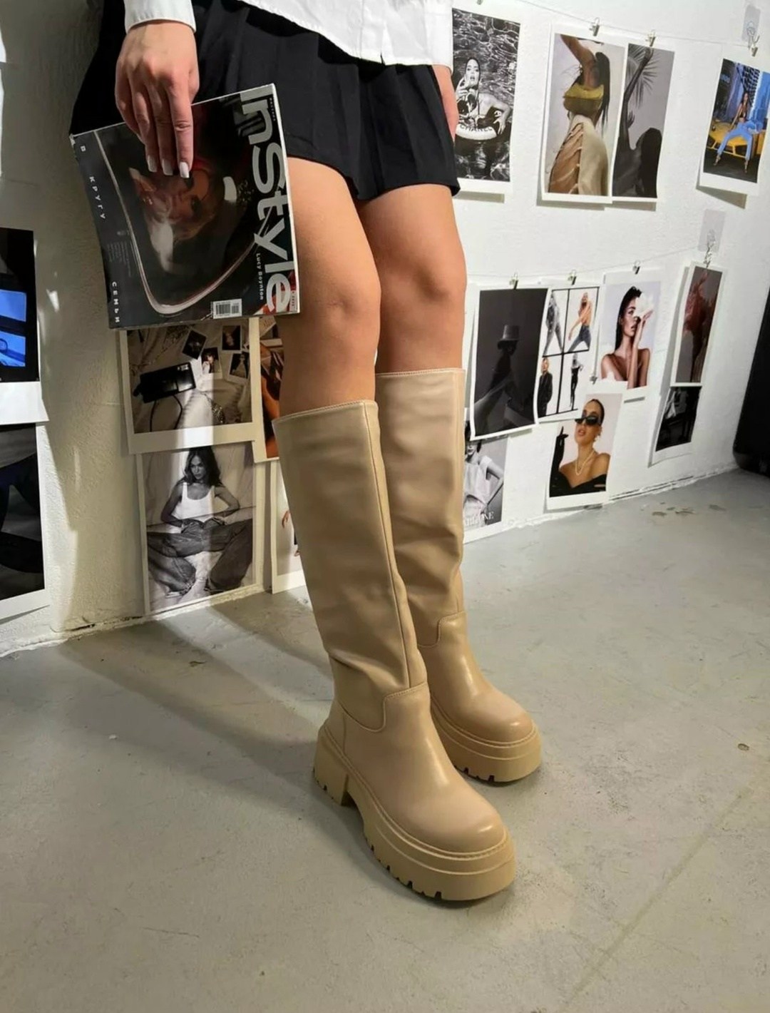 женские сапоги,бежевые сапоги,стильные сапоги,сапоги зимние,модные сапоги