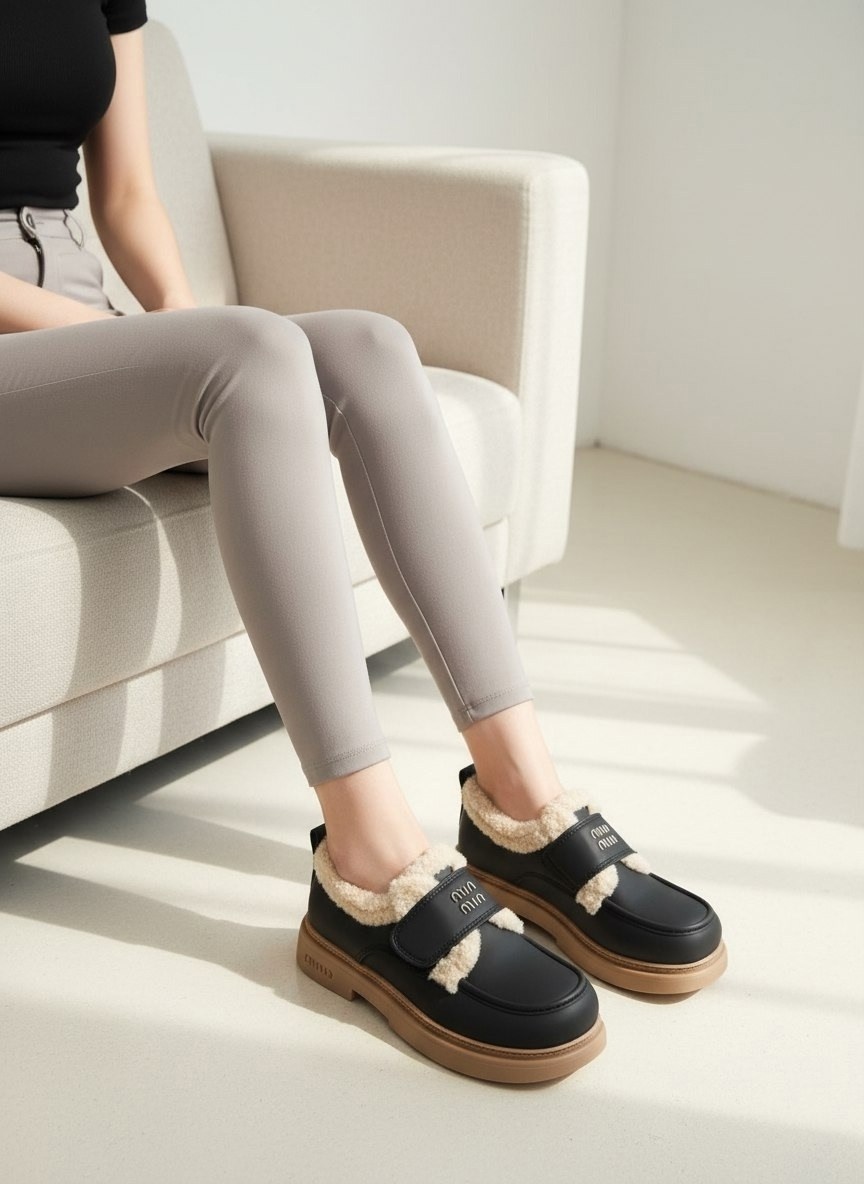 ,лоферы с мехам,женская ,обуви,повседневная