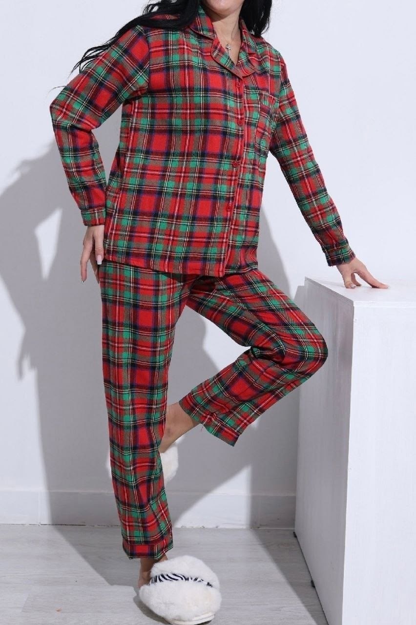 домашний костюм пижама в клетку,пижама в клетку женская красная,пижама в клетку,пижама женская,пижама красная в клетку