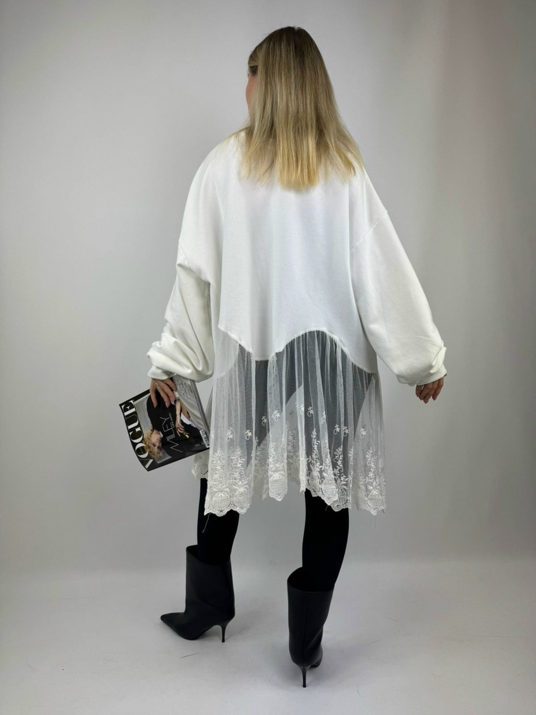 серый свитшот,свитшот женская,свитшот оверсайз,кружевная юбка