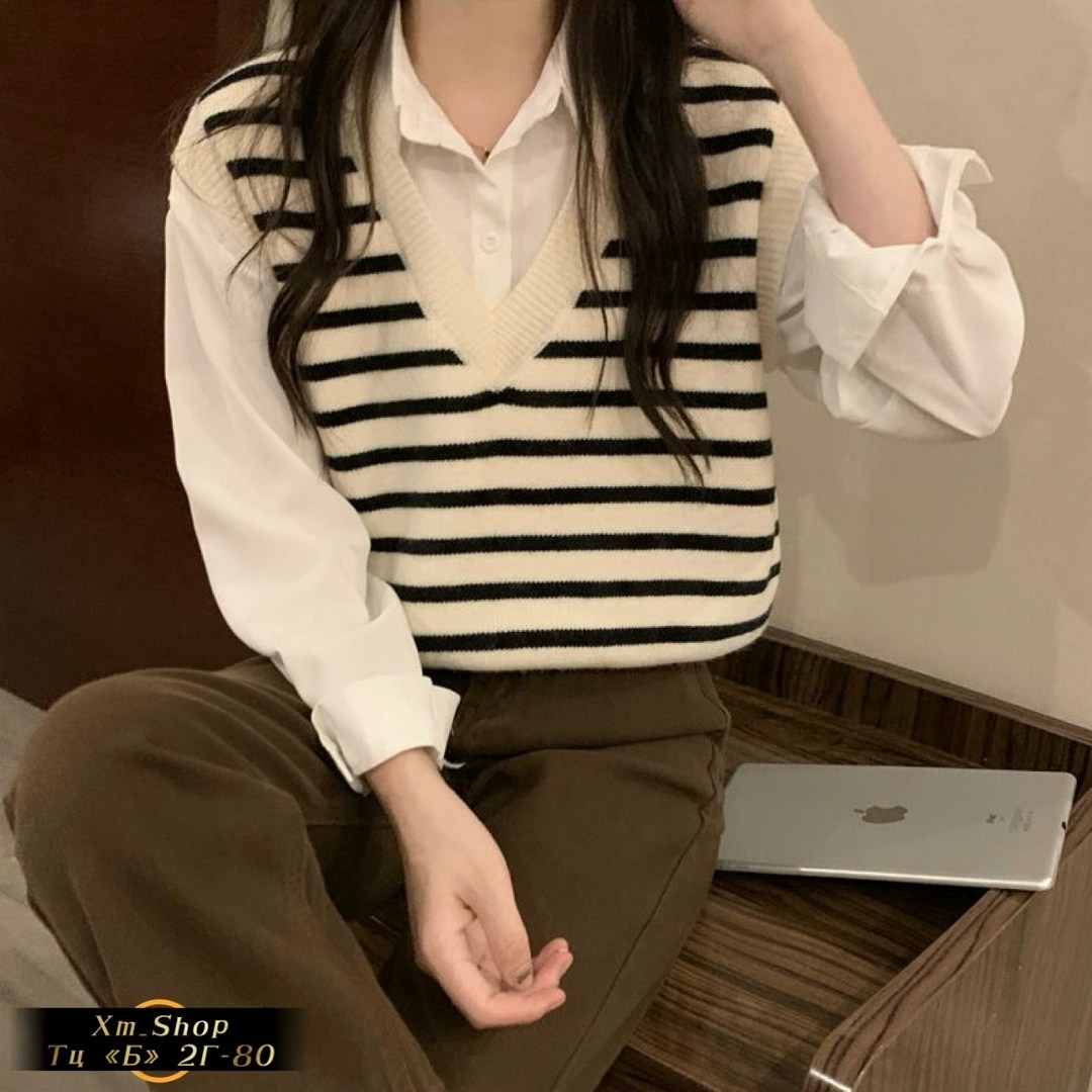 женский трикотажный жилет в полоску,жилет женский в полоску,жилет в полоску,вязаный джемпер в полоску,свитер жилет