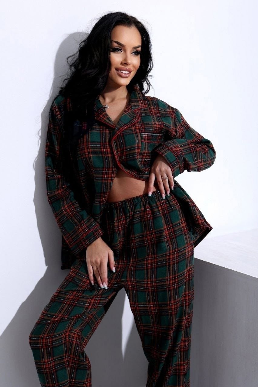 пижама женская,пижама в клетку,пижама со штанами в клетку,пижама костюм для дома,пижама женская хоум стайл