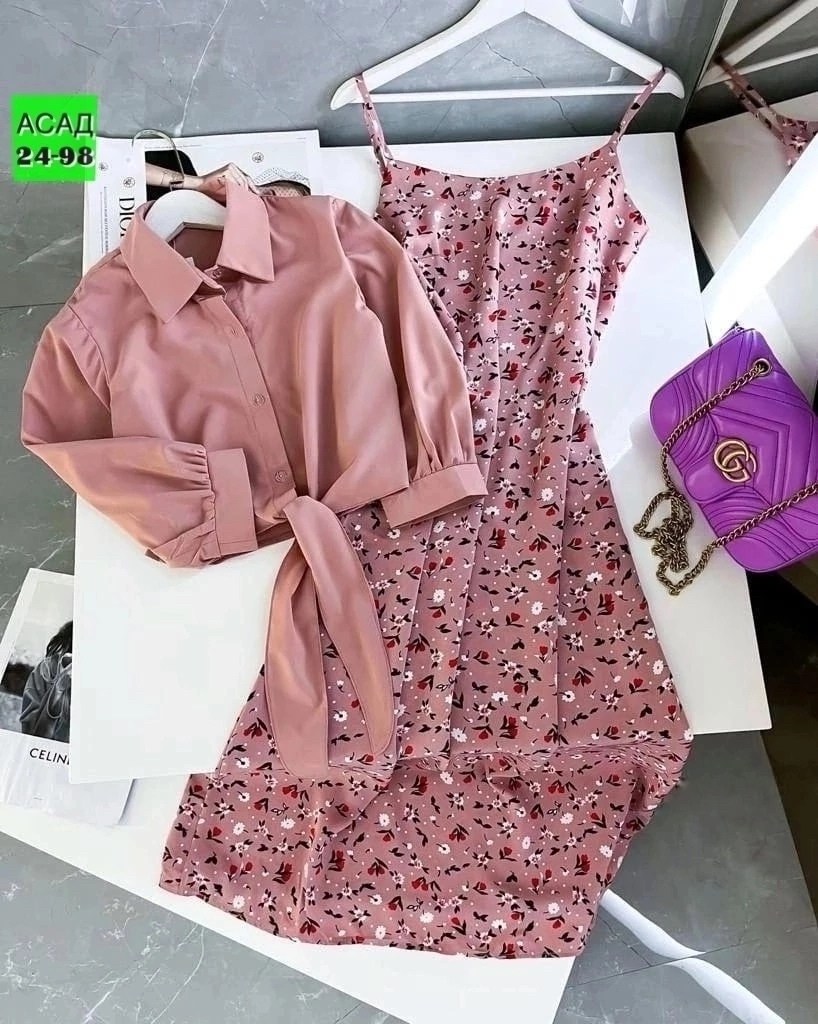 комплект сарафан и рубашка,платье летнее с рубашкой, ,женское платье рубашка,костюмы двойки