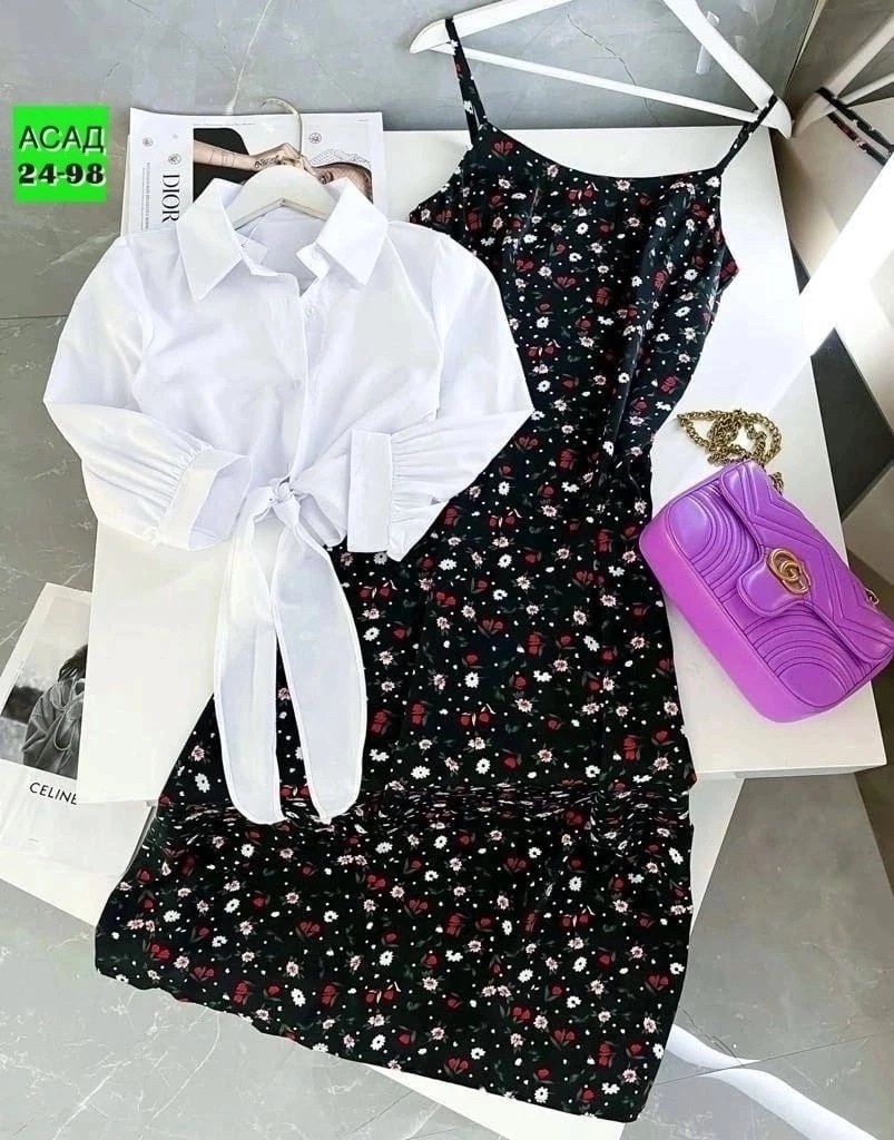 комплект сарафан и рубашка,платье летнее с рубашкой, ,женское платье рубашка,костюмы двойки