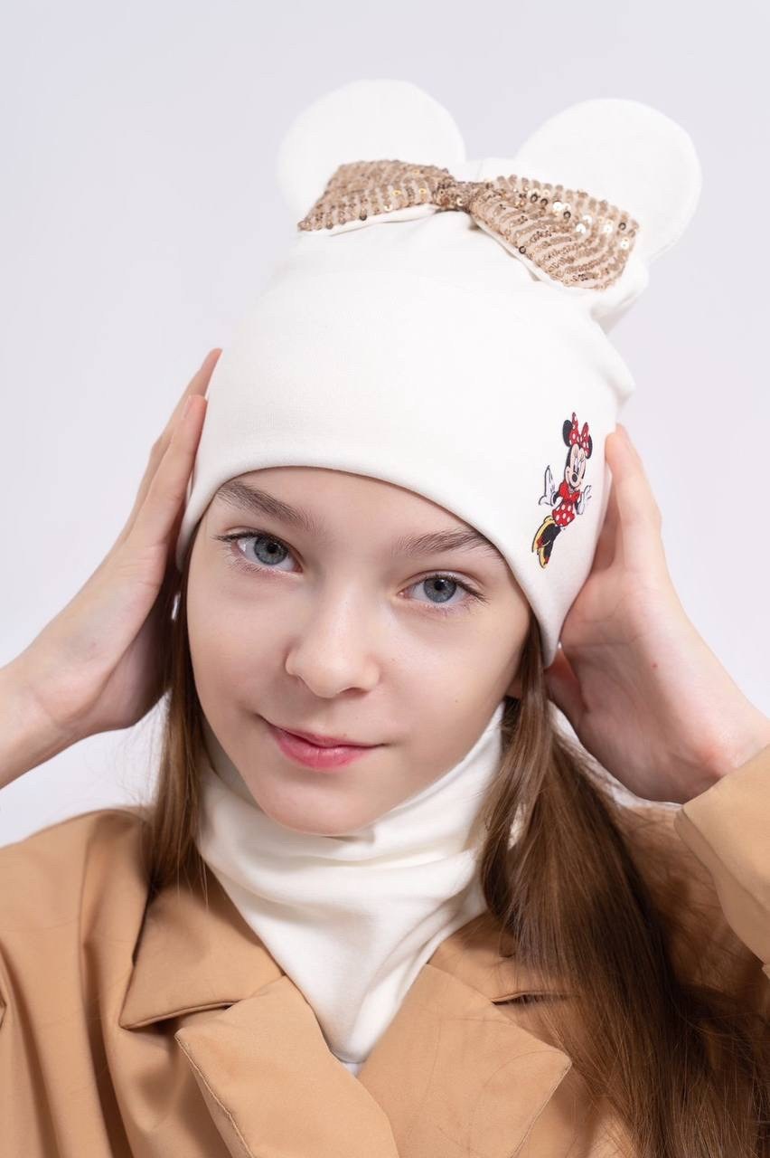 комплект шапка снуд,шапка демисезонная двойная,шапка снуд для девочки,шапка для девочки осень,детская шапка