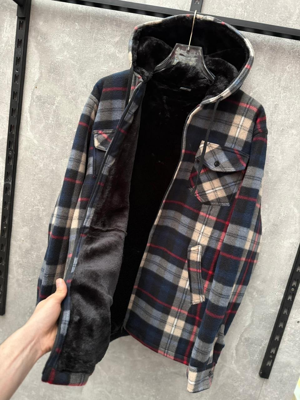 повседневная куртка,куртка теплая,рубашка с капюшоном,клетчатая куртка,рубашка с капюшоном мужская