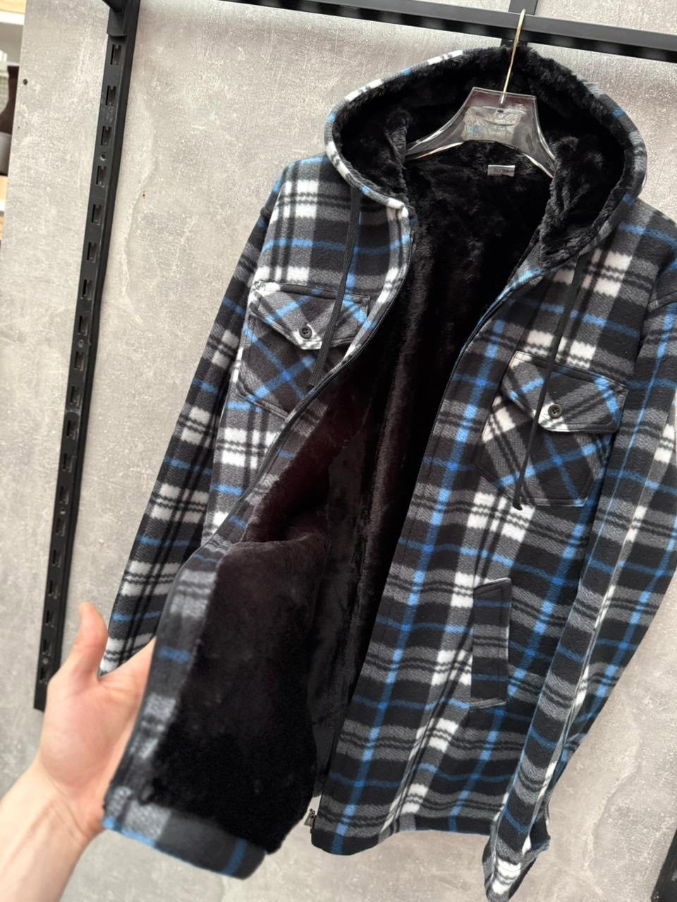 повседневная куртка,куртка теплая,рубашка с капюшоном,клетчатая куртка,рубашка с капюшоном мужская