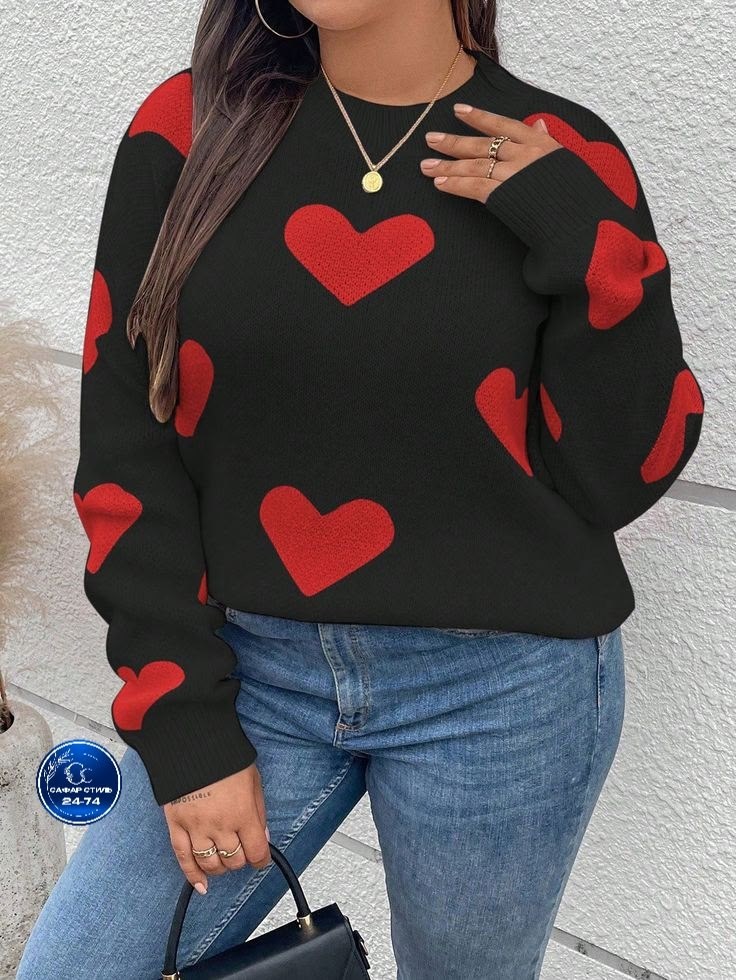 модные свитера,свитера женские,свитера вязаные,свитер оверсайз с сердечками,свитер джемпер