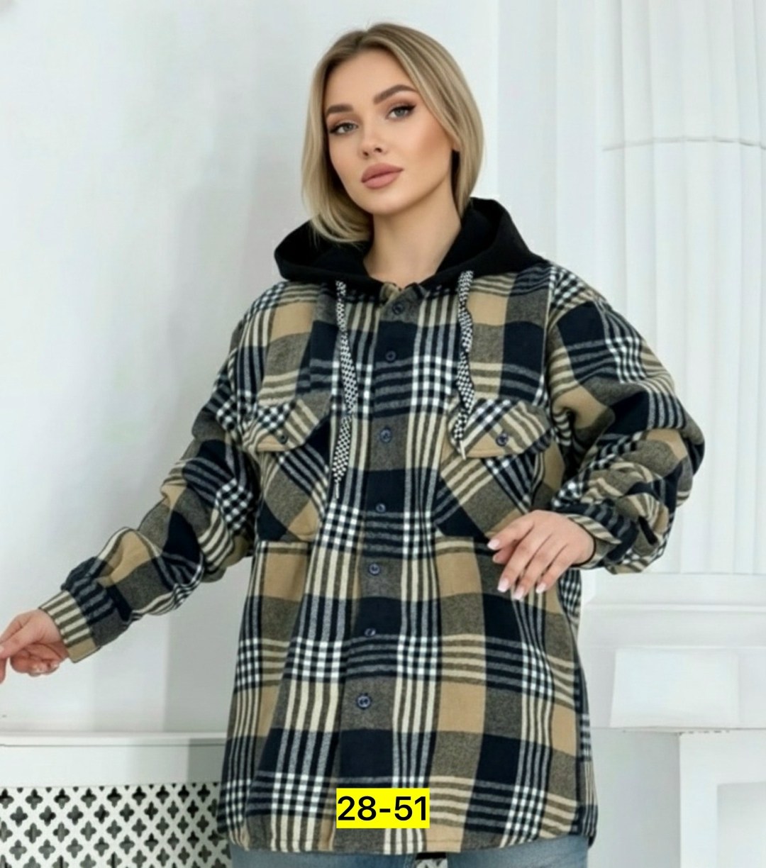 теплая рубашка,рубашка с капюшоном,рубашки на меху,рубашка оверсайз теплая в клетку,