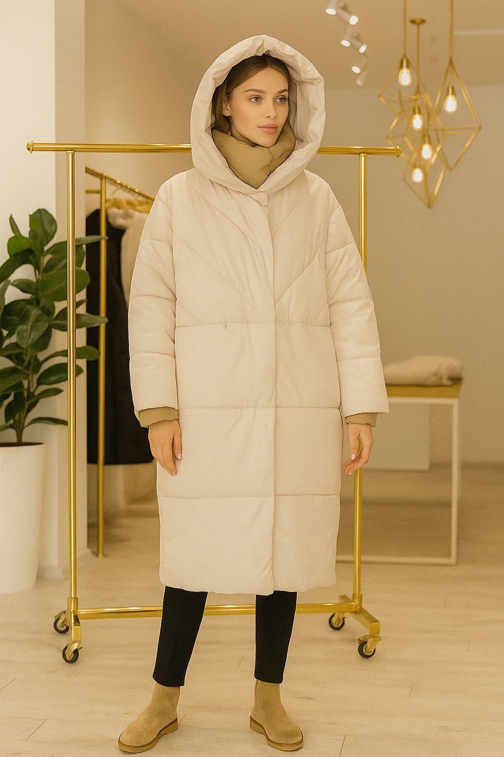 пуховики оверсайз,пальто утепленное,пальто пуховик,бежевый пуховик,пальто на синтепоне