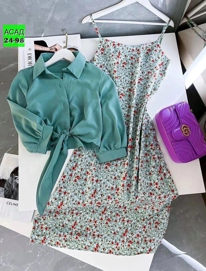 комплект сарафан и рубашка,платье летнее с рубашкой, ,женское платье рубашка,костюмы двойки